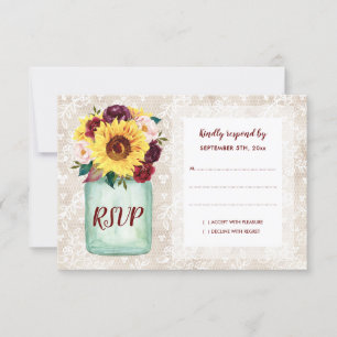 Tournesols rustiques Mason Jar Wedding RSVP
