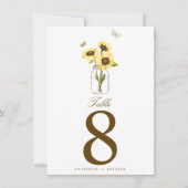 Tournesols rustiques sur numéros de table en bocau (Devant)