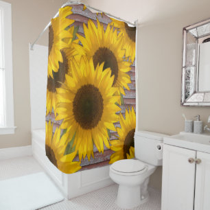Tournesols Rustiques Sur Vieille Grange Rideau De