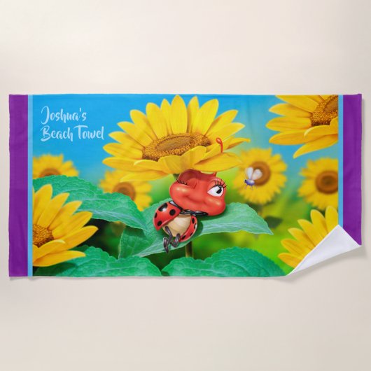 Tournesols somnolents de coccinelle de serviette (Devant)