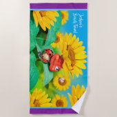 Tournesols somnolents de coccinelle de serviette (Devant)