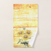 Tournesols sur bois (Serviette à main)