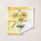 Tournesols sur bois (Gant de toilette)