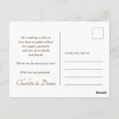 Tournesols sur carte de remerciements mariage de l (Dos)