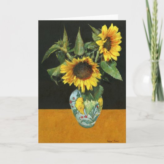 Tournesols Sur Carte De Voeux Or (Devant)