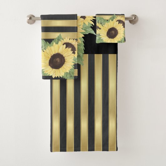 Tournesols sur rayures noires or (En situation)
