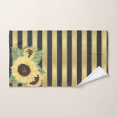 Tournesols sur rayures noires or (Serviette à main)