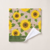 Tournesols sur toile de jute (Gant de toilette)