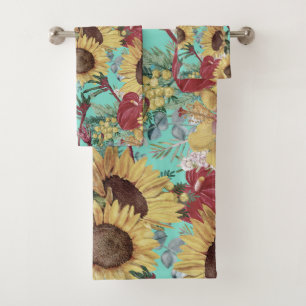 Tournesols vintages Et Fleurs sauvages Tropicaux D