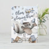 Tournez 3 Anniversaires de enfants Invitation (Debout devant)