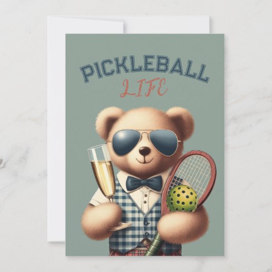 Tournoi de la fête de Pickleball Invitations Teddy (Devant)