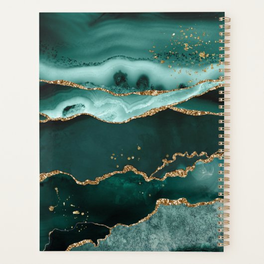 Tourquoise Agate Gold Parties scintillant Script M (Dos)