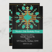 Tourquoise du Sud-Ouest Gold & Black Invitations (Devant / Derrière)