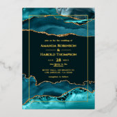 Tourquoise et or Agate Mariage Foil Invitation (Recto)
