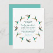 Tourquoise Hummingbirds Invitation d'anniversaire (Devant / Derrière)