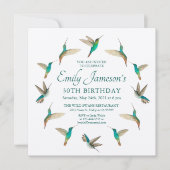 Tourquoise Hummingbirds Invitation d'anniversaire (Devant)