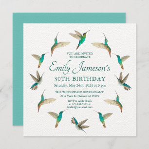 Tourquoise Hummingbirds Invitation d'anniversaire