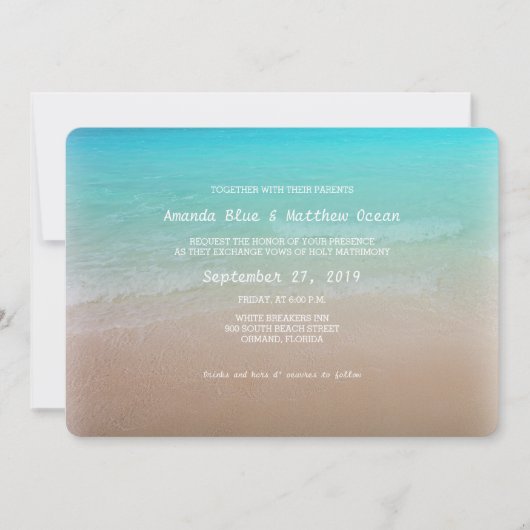 Tourquoise Océan Horizontal Mariage Invitations (Devant)