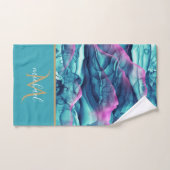 Tourquoise Turquoise marbre Agate & Monogramme (Serviette à main)