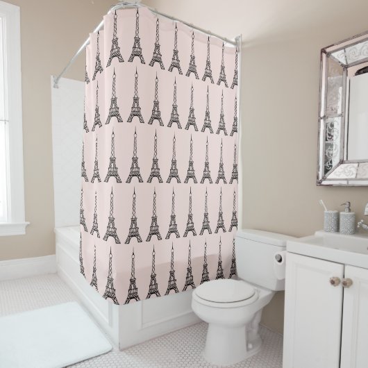 Tours Eiffel rose Rideau de douche (En situation)