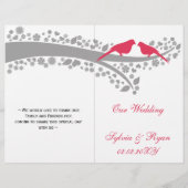 tourterelles roses plissé programme de mariage (Devant)