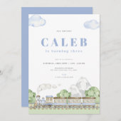 Tous à bord du train bleu Invitation d'anniversair (Devant / Derrière)