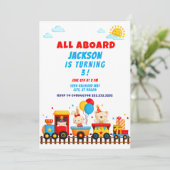 Tous à bord du train fêté, train mignon Invitation (Debout devant)