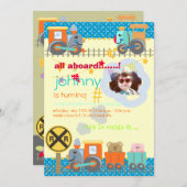 Tous à bord, entraîne des invitations d'anniversai (Devant / Derrière)