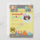 Tous à bord, entraîne des invitations d'anniversai (Devant)