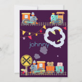 Tous à bord, trains invitations de fête d'annivers (Dos)