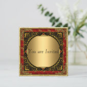 Tous Gold Black Red Retro Party Invitation (Debout devant)