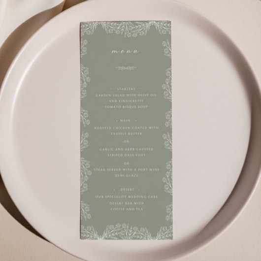 Tous les Mariages Floraux Sage Green Diner Menu