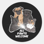 Tous les Pawts Bienvenue Stickers Rond Classique (Devant)