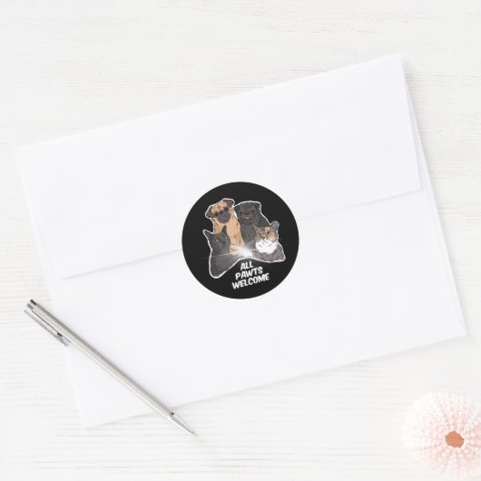 Tous les Pawts Bienvenue Stickers Rond Classique (Enveloppe)