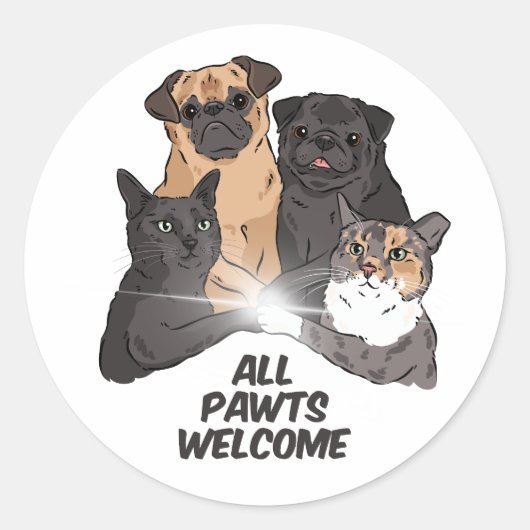 Tous les Pawts Bienvenue Stickers Rond Classique (Devant)