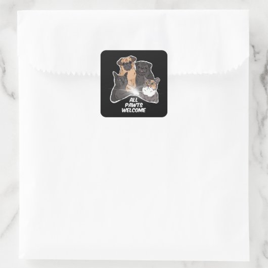 Tous les Pawts Bienvenue Stickers Rond Classique (Sac)