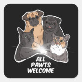 Tous les Pawts Bienvenue Stickers Rond Classique (Devant)