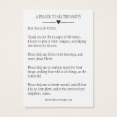 TOUS LES SAINTS JOUR PRIÈRE CÉLÉBRATION CARTES SAI (Dos)