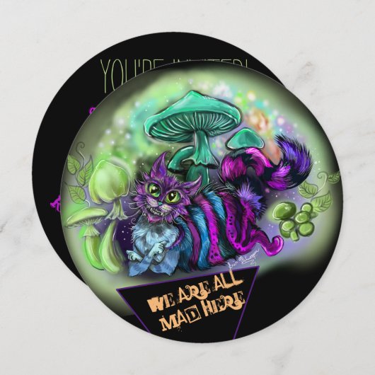 Tous Mad Here Invitation Chat (Devant / Derrière)