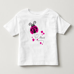 Tous Petits T-shirt de nom rose pour les coeurs de coccinelle 
