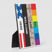 Tous sont les bienvenus ici Plaque d'Easel 7x5 (Côté)