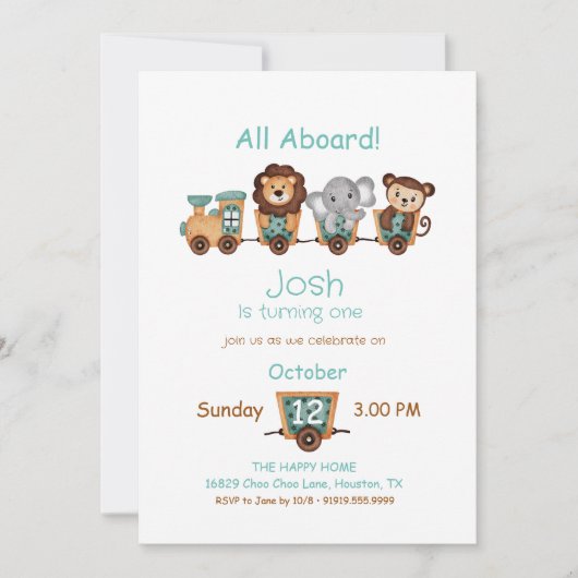 TOUT À BORD Train Fiesta Invitation Anniversaire d (Devant)