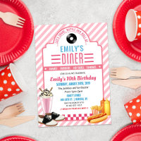 TOUT ÂGE - 1950 Retro Diner Invitation d'anniversa