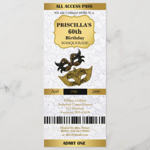 tout âge, 60 ans, Invitation Billet d'anniversaire