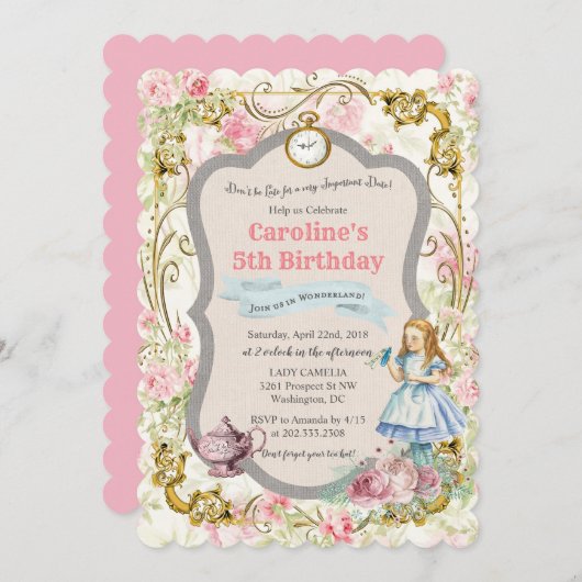 TOUT ÂGE - Alice au pays des merveilles Invitation (Devant / Derrière)