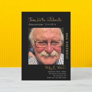 Tout âge Anniversaire Invitation noire