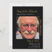 Tout âge Anniversaire Invitation noire (Devant)