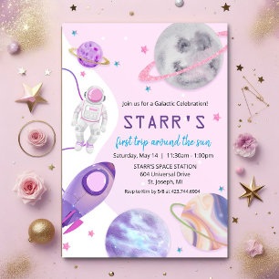 TOUT ÂGE - Astronaut Girl Birthday Invitation