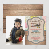 TOUT ÂGE - Avion Photo Anniversaire Invitation (Devant / Derrière)