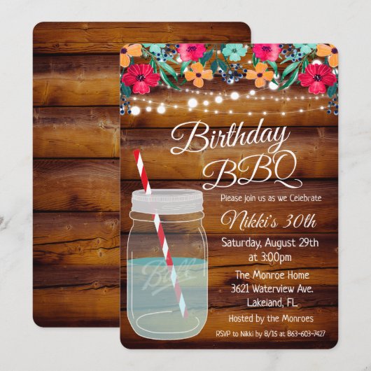 TOUT ÂGE - BBQ Mason Jar Invitation (Devant / Derrière)